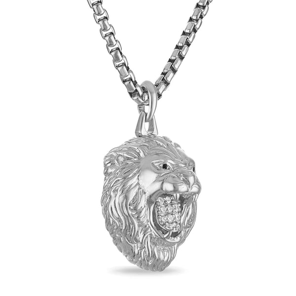 Bulova Marc Anthony Collection Sterling Silver and 1/10 CTW Diamond Lion Pendant