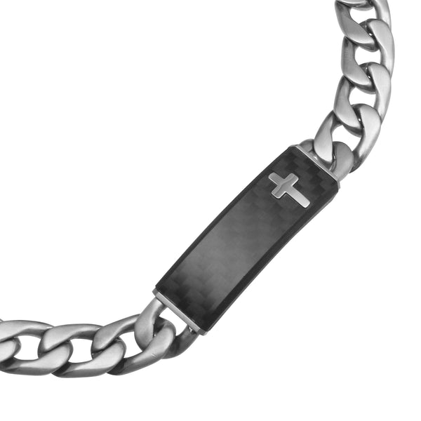 Black Stainless Steel 8-inch 15MM ID Cross Bracelet