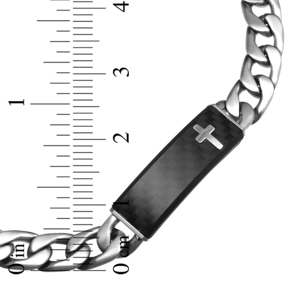 Black Stainless Steel 8-inch 15MM ID Cross Bracelet