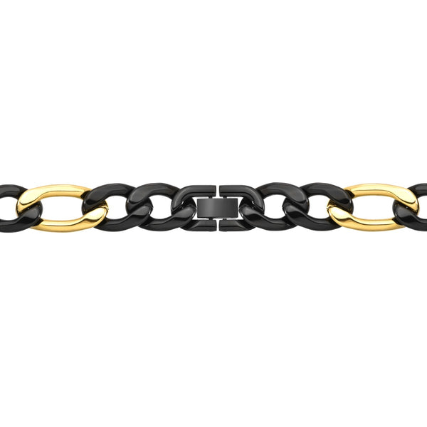 Titán by Adrian Gonzalez Collection 8.5-Inch Black and Yellow Stainless Steel Figaro Bracelet