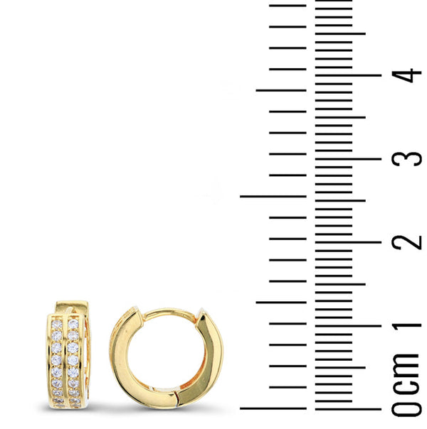 Luxe Layers 14KT Yellow Gold Plated Sterling Silver Round Cubic Zirconia 4X12MM Huggie Hoop Earrings