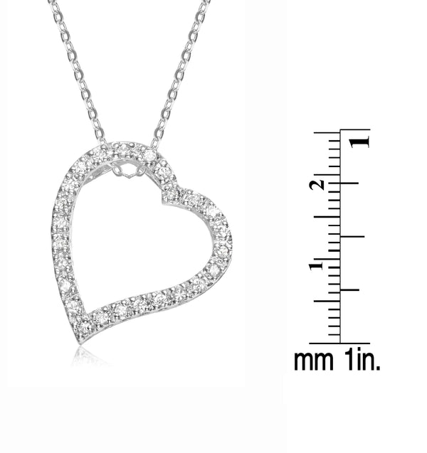 Sterling Silver Cubic Zirconia 22X24MM 18-inch Heart Pendant