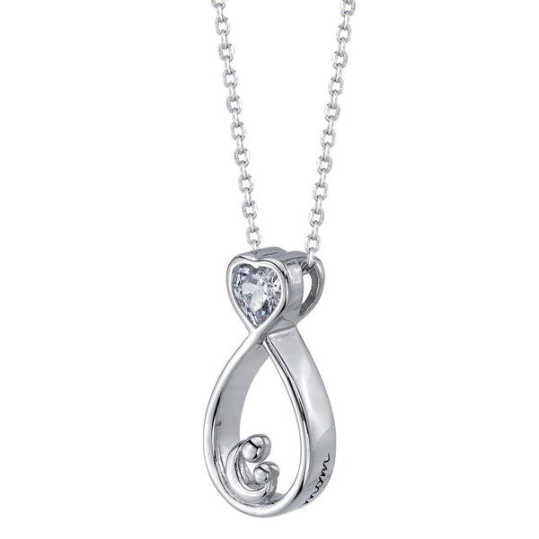 Sterling Silver Cubic Zirconia 18-inch Mother and Child Pendant