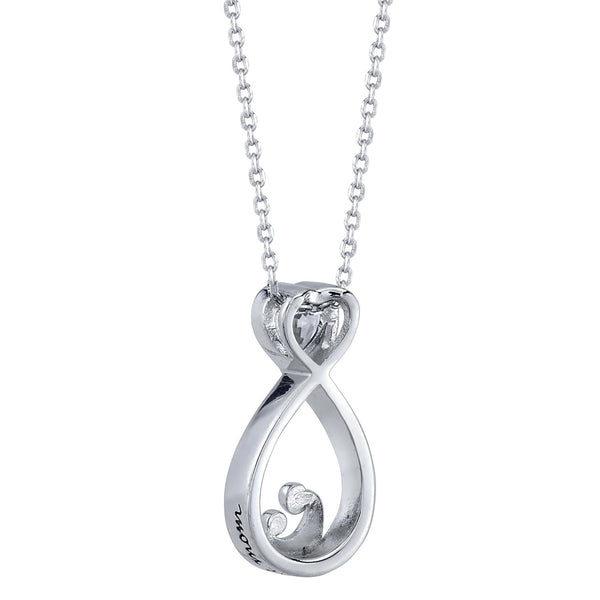 Sterling Silver Cubic Zirconia 18-inch Mother and Child Pendant