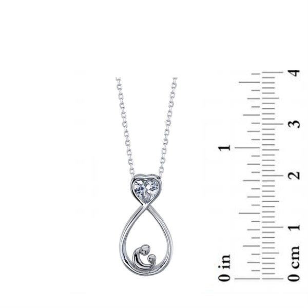 Sterling Silver Cubic Zirconia 18-inch Mother and Child Pendant