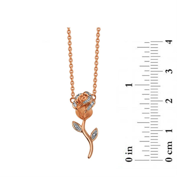 Rose Gold Plated Rose Flower Sterling Silver Cubic Zirconia Pendant