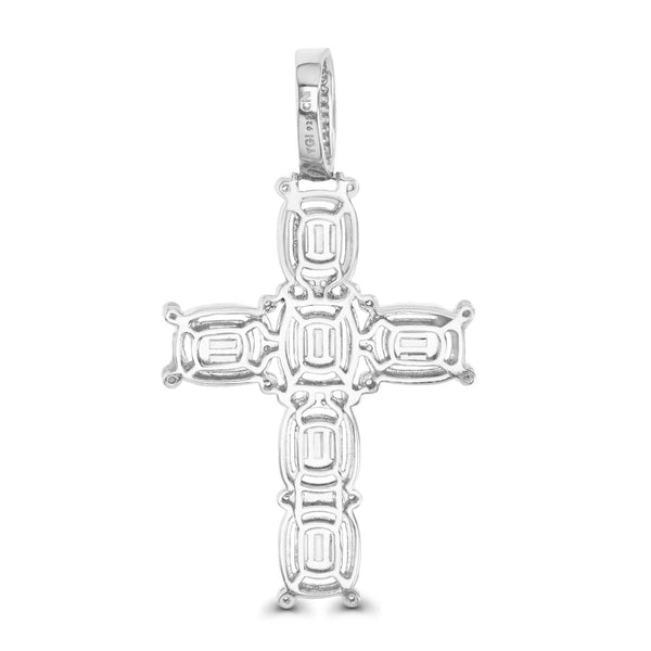 Luxe Layers Sterling Silver Baguette Cubic Zirconia 58X32MM Cross Pendant. Chain Not Included