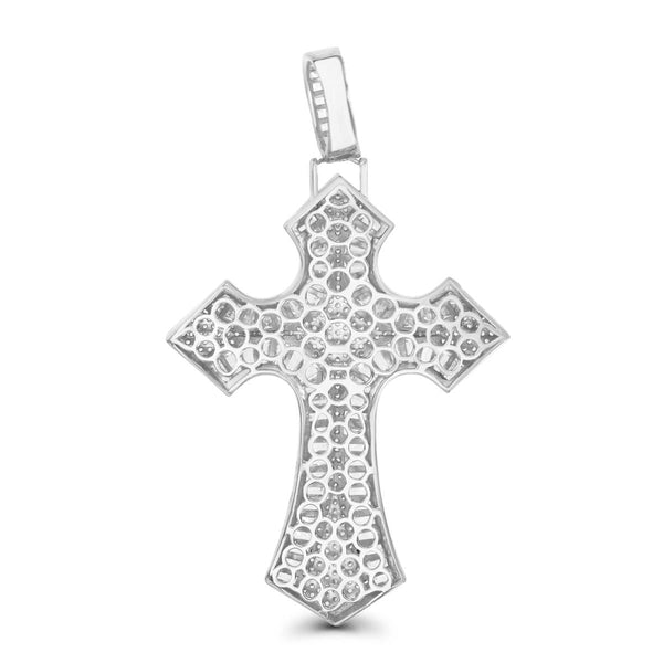 Luxe Layers Sterling Silver Cubic Zirconia 65X38MM Cross Pendant. Chain Not Included