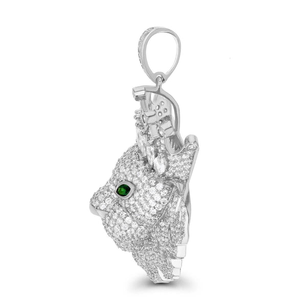 Luxe Layers Sterling Silver Cubic Zirconia 58X34MM Iced Lion Pendant. Chain Not Included