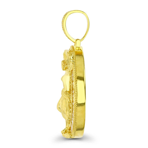 Luxe Layers 14KT Yellow Gold Plated Sterling Silver Cubic Zirconia 35MM Angel Pendant. Chain Not Included