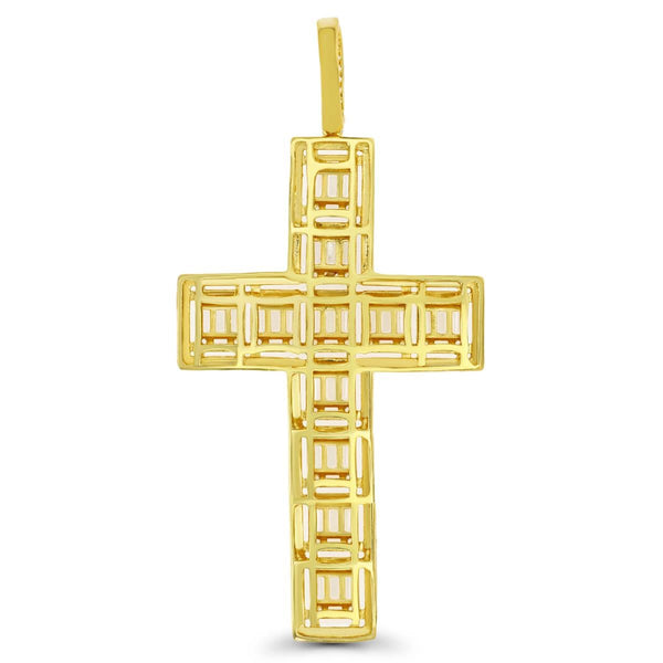 Luxe Layers 14KT Yellow Gold Plated Sterling Silver Cubic Zirconia 83X40MM Cross Pendant. Chain Not Included