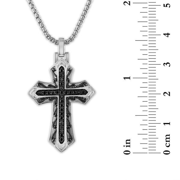 Sterling Silver 1/3 CTW Diamond 39X23MM 22-inch Cross Pendant