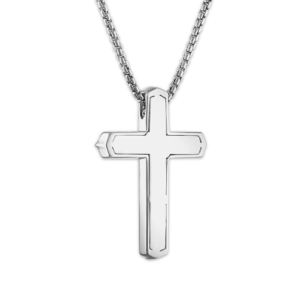 Sterling Silver 1/4 CTW Diamond 34X23MM 22-inch Cross Pendant