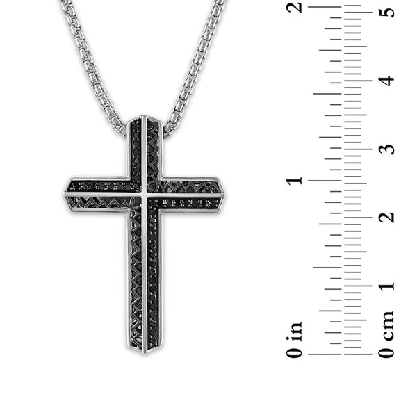 Sterling Silver 1/4 CTW Diamond 34X23MM 22-inch Cross Pendant