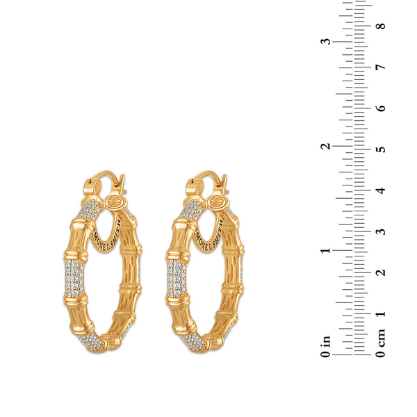 Simone I Smith 40MM Crystal Bamboo Hoop in 18K Gold Plated Sterling Silver