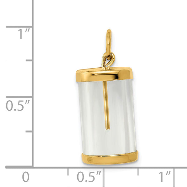 14KT Yellow Gold 22X11MM Three Dimensional Fillable Capsule Pendant-Chain Not Included