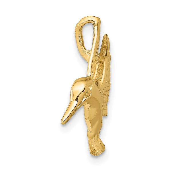 14KT Yellow Gold 19X18MM Hummingbird Pendant. Chain Not Included