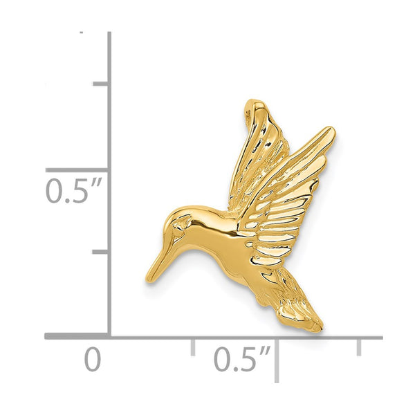 14KT Yellow Gold 19X18MM Hummingbird Pendant. Chain Not Included