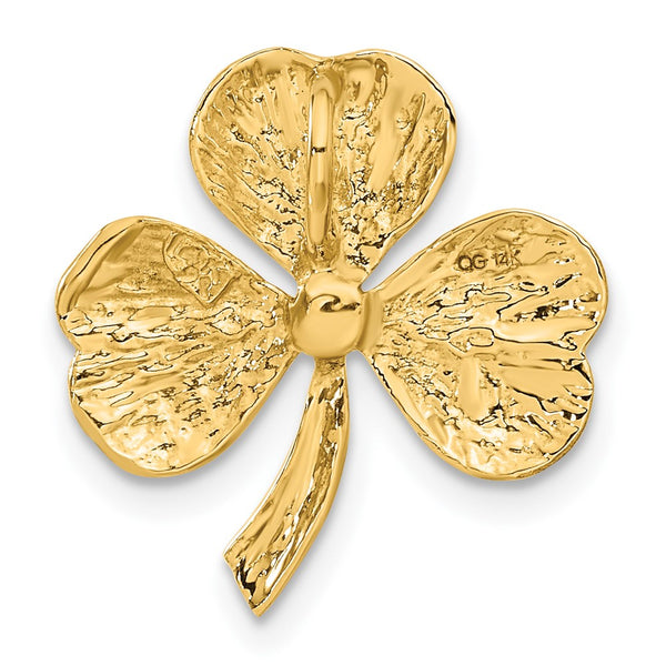 14KT Yellow Gold 20X18MM Shamrock Pendant. Chain Not Included