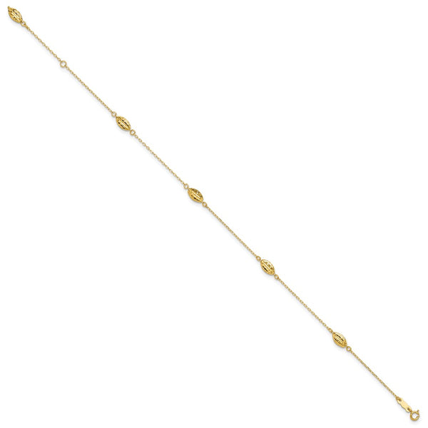 14KT Yellow Gold 9+1-inch extender Adjustable Anklet