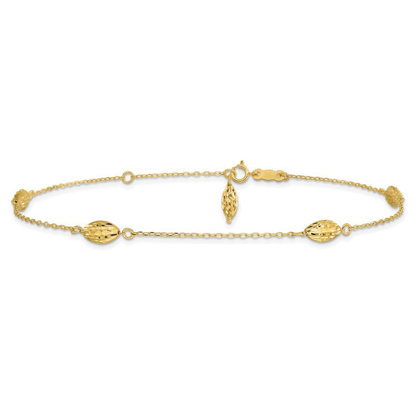 14KT Yellow Gold 9+1-inch extender Adjustable Anklet