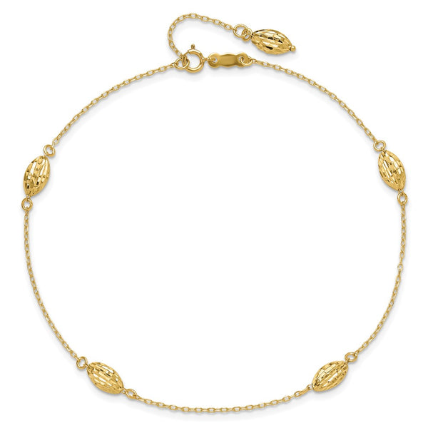 14KT Yellow Gold 9+1-inch extender Adjustable Anklet