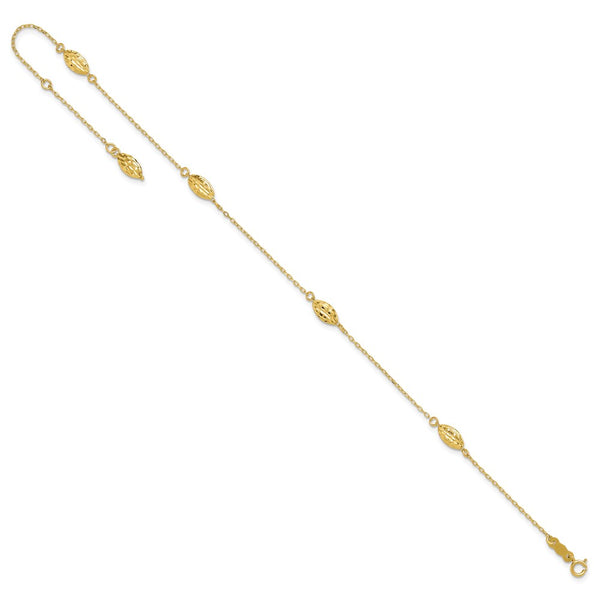 14KT Yellow Gold 9+1-inch extender Adjustable Anklet