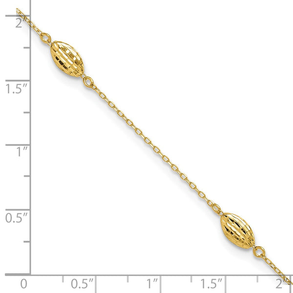 14KT Yellow Gold 9+1-inch extender Adjustable Anklet