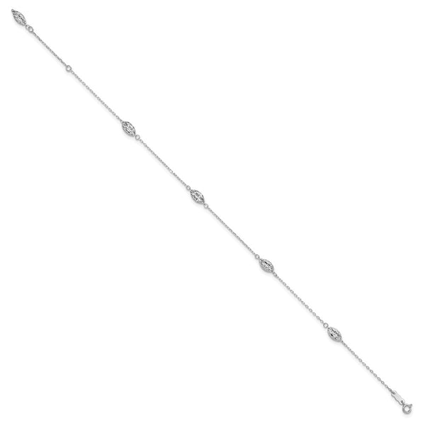 14KT White Gold 9+1-inch extender Adjustable Anklet