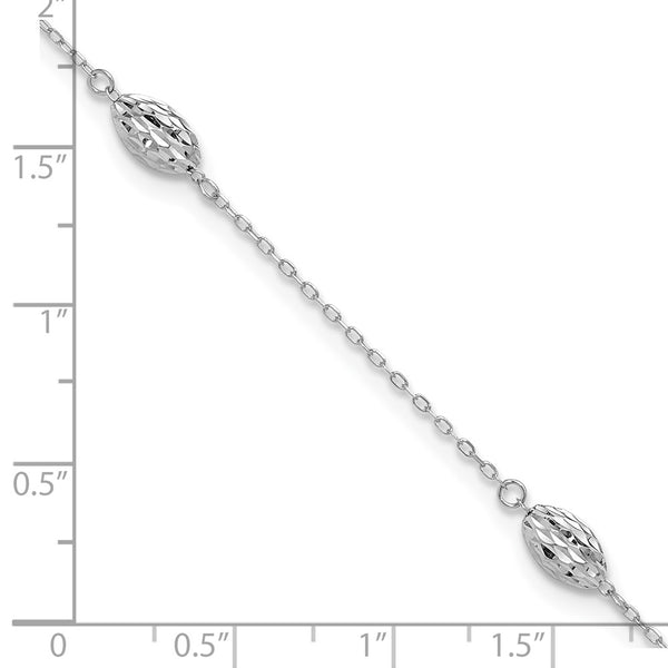 14KT White Gold 9+1-inch extender Adjustable Anklet