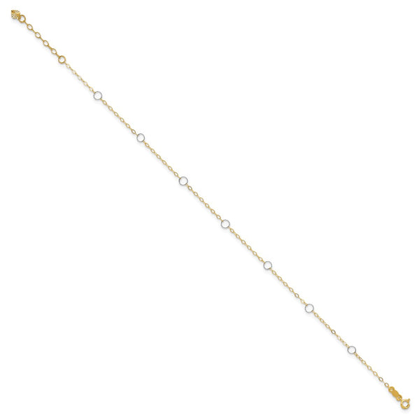 14KT White and Yellow Gold 9+1-inch extender Adjustable Anklet