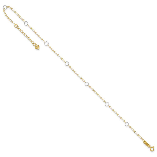 14KT White and Yellow Gold 9+1-inch extender Adjustable Anklet