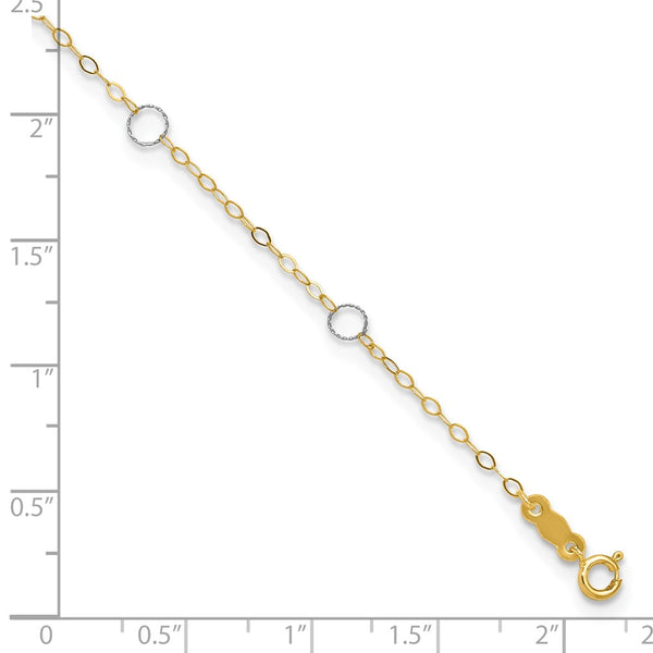 14KT White and Yellow Gold 9+1-inch extender Adjustable Anklet