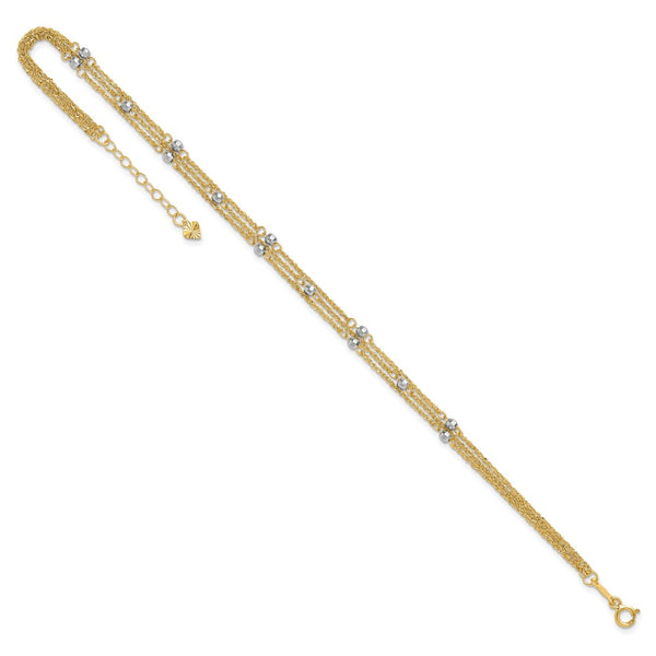 14KT White and Yellow Gold 9+1-inch extender Adjustable Anklet