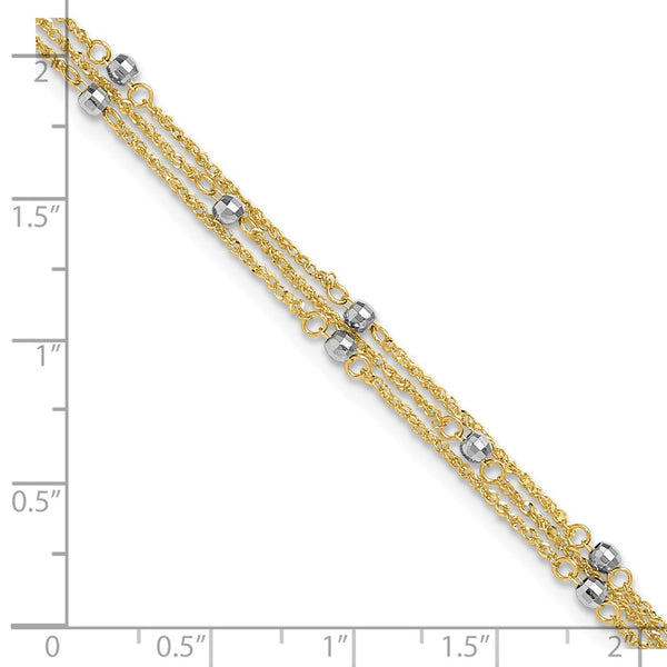 14KT White and Yellow Gold 9+1-inch extender Adjustable Anklet