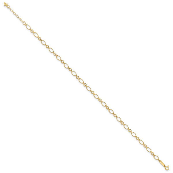 14KT Yellow Gold 9+1-inch extender Adjustable Anklet