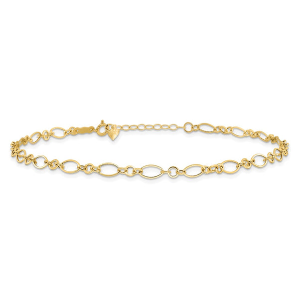 14KT Yellow Gold 9+1-inch extender Adjustable Anklet