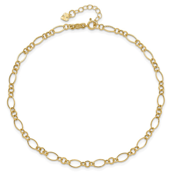 14KT Yellow Gold 9+1-inch extender Adjustable Anklet