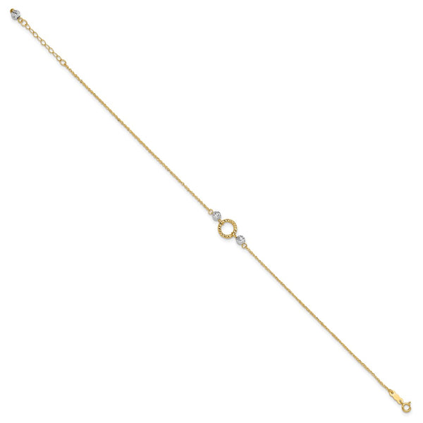 14KT Gold Two-Tone 9+1-inch Adjustable Extender Anklet