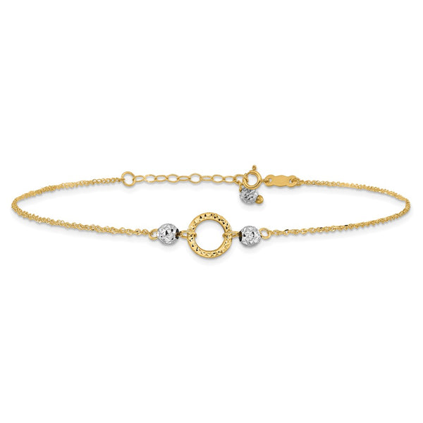 14KT Gold Two-Tone 9+1-inch Adjustable Extender Anklet