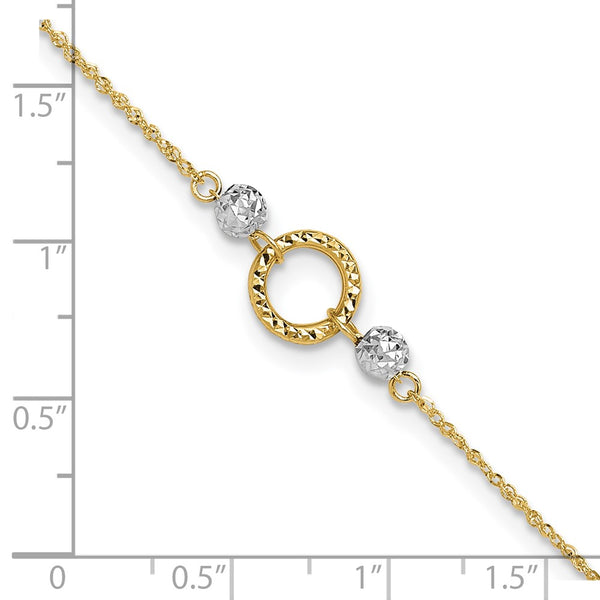 14KT Gold Two-Tone 9+1-inch Adjustable Extender Anklet