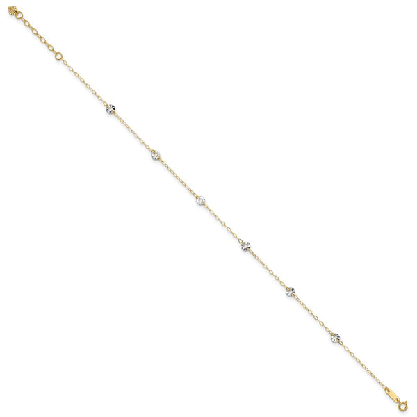 14KT Gold Two-Tone 9+1-inch Adjustable Extender Anklet