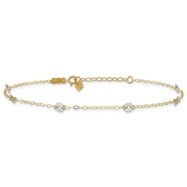 14KT Gold Two-Tone 9+1-inch Adjustable Extender Anklet