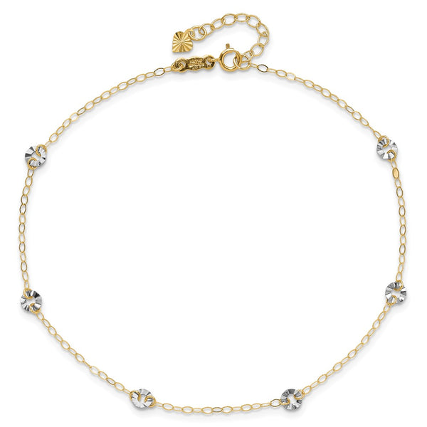 14KT Gold Two-Tone 9+1-inch Adjustable Extender Anklet