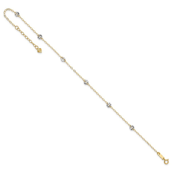 14KT Gold Two-Tone 9+1-inch Adjustable Extender Anklet