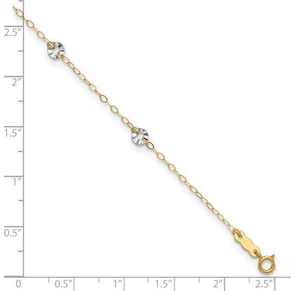 14KT Gold Two-Tone 9+1-inch Adjustable Extender Anklet