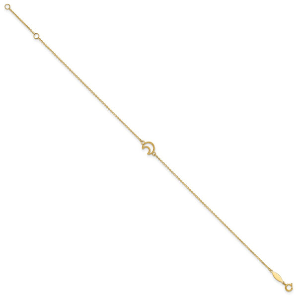 14KT Yellow Gold 9+1-inch Adjsutable Moon Anklet