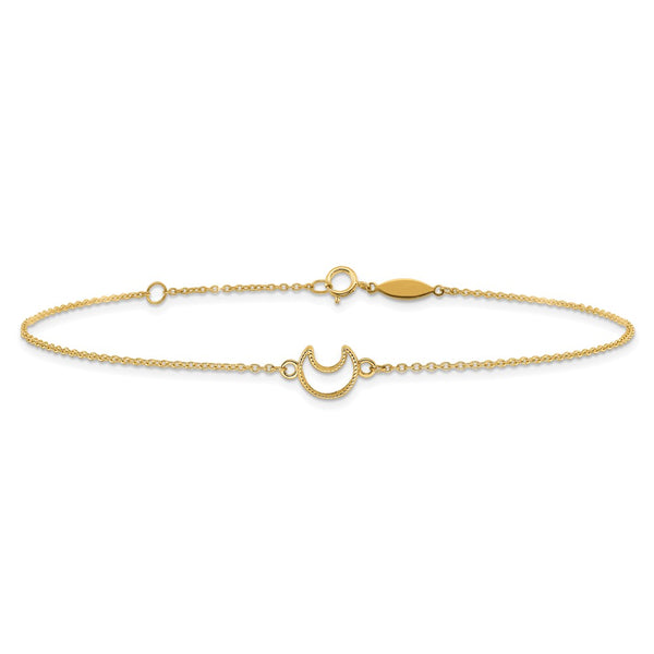 14KT Yellow Gold 9+1-inch Adjsutable Moon Anklet