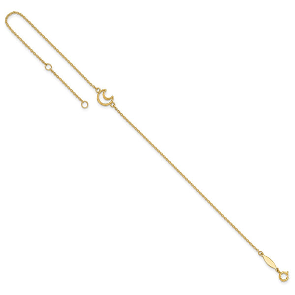 14KT Yellow Gold 9+1-inch Adjsutable Moon Anklet