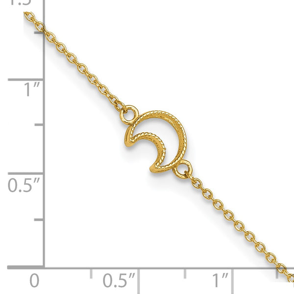 14KT Yellow Gold 9+1-inch Adjsutable Moon Anklet